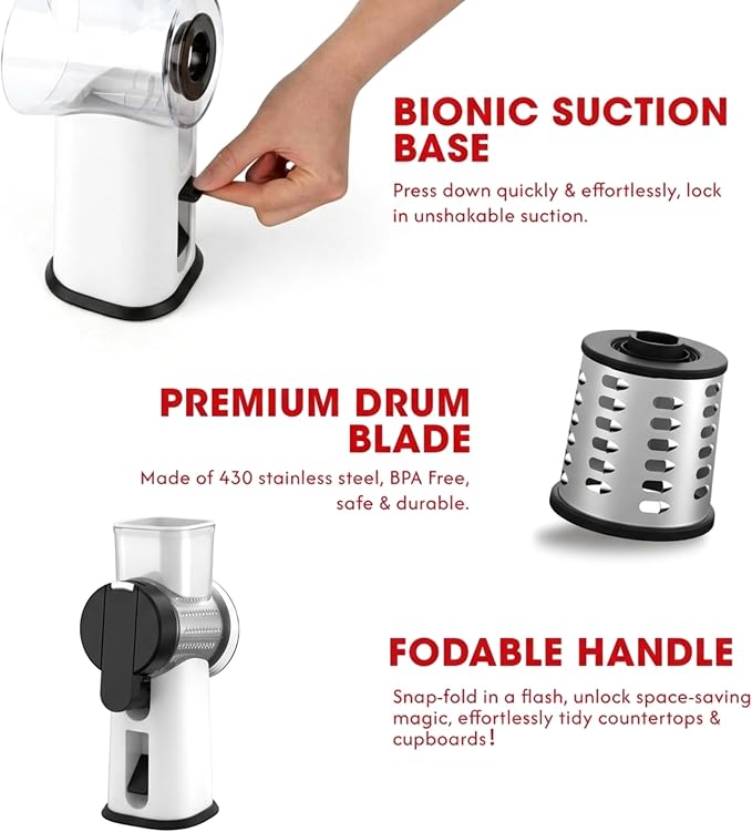 Rotary Cheese Grater Hand Crank - Image 2