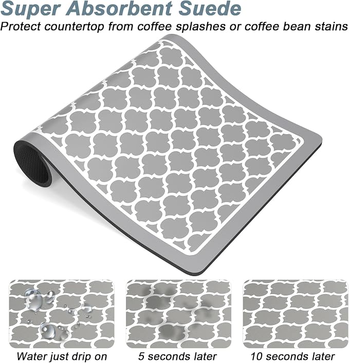 Rnivvi Coffee Mat, Hide Stain Rubber Backed Absorbent Dish Drying Pad - Image 3