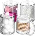 XIPENGKEJI 4 Pack Qtip Holder, Canister Apothecary Jar Set, Bathroom Jars by XIPENGKEJI