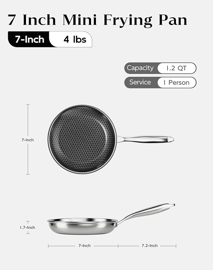 Honeycomb Stainless Steel Nonstick Frying Pan, Induction Cooktop Compatible - Image 7
