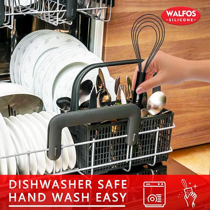 Walfos Silicone Flat Whisk, 11inch Flat Whisk Non Scratch Coated Flat Whisks - Image 8