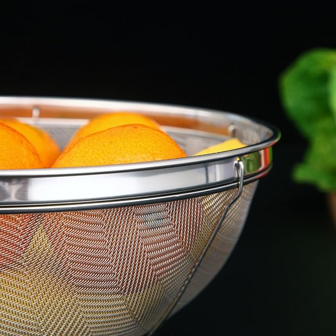 Fine Mesh Strainer for Kitchen, 5 Quart Stainless Steel Colander Bowl for Pasta - Image 4