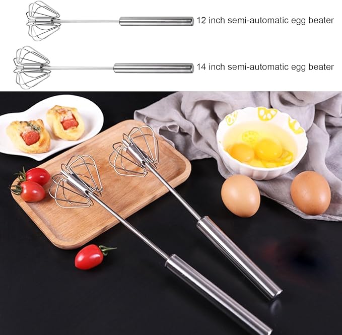 Semi-automatic Whisk, Stainless Steel Egg Beater, Versatile Milk Frother - Image 5