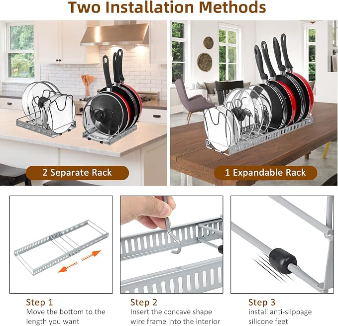 ROOHUA Pot Rack Organizer -Expandable Pot and Pan Organizer - Image 5