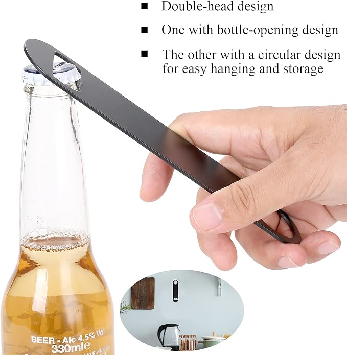 WEGAZ-5 Pack 7inch Black Stainless Steel Flat Beer Bottle Opener, Stainless - Image 5