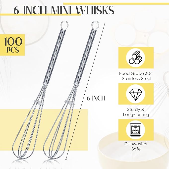 Baderke 100 Pcs Mini Whisk Bulk Small Whisks - Image 2