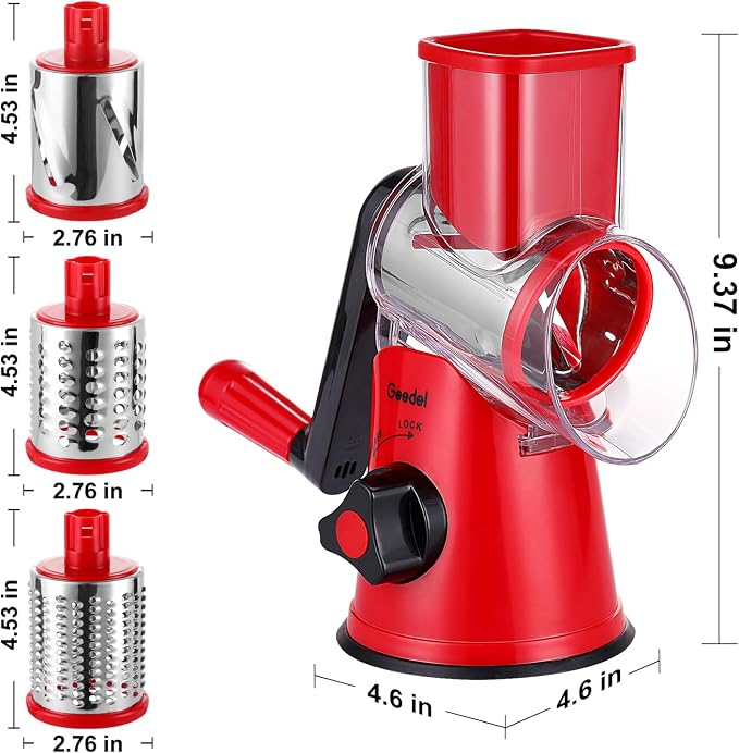 Geedel Rotary Cheese Grater, Kitchen Mandoline Vegetable Slicer - Image 9