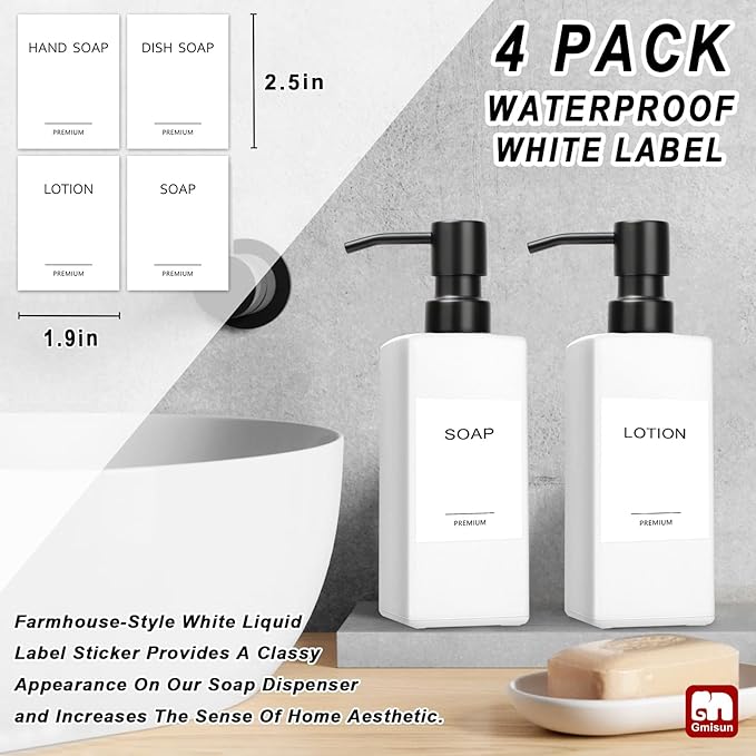 GMISUN White Soap Dispenser, Bathroom Hand Soap Dispenser, Glass Dispenser - Image 5