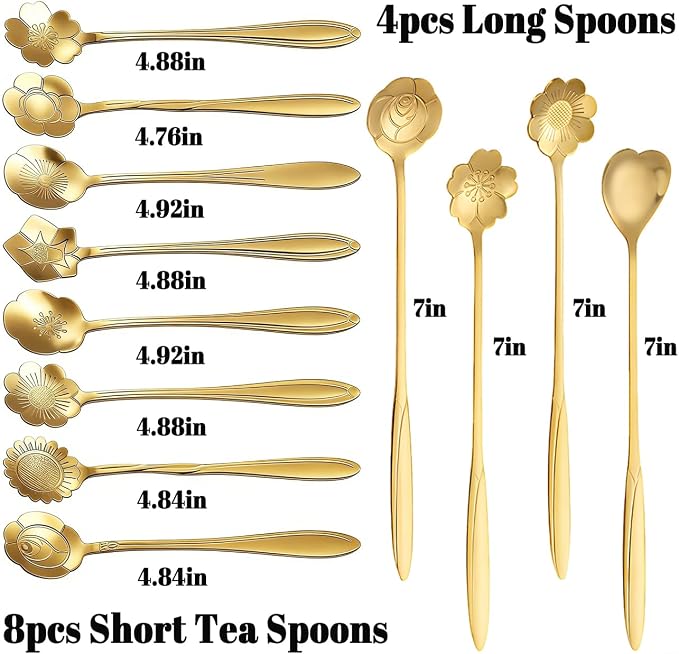 12 Pcs Flower Coffee Tea Spoons Set - Image 3