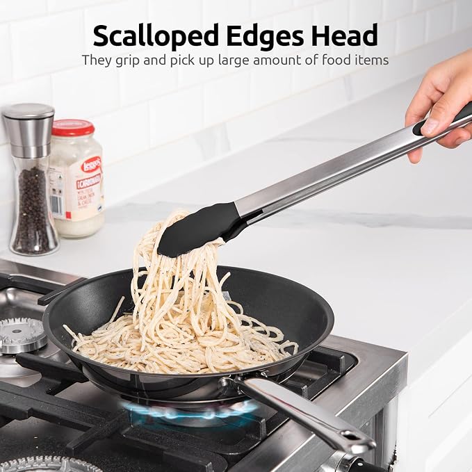 600ºF Heat Resistant Kitchen Tongs: U-Taste 16 inch Extra Long Large Silicone - Image 4