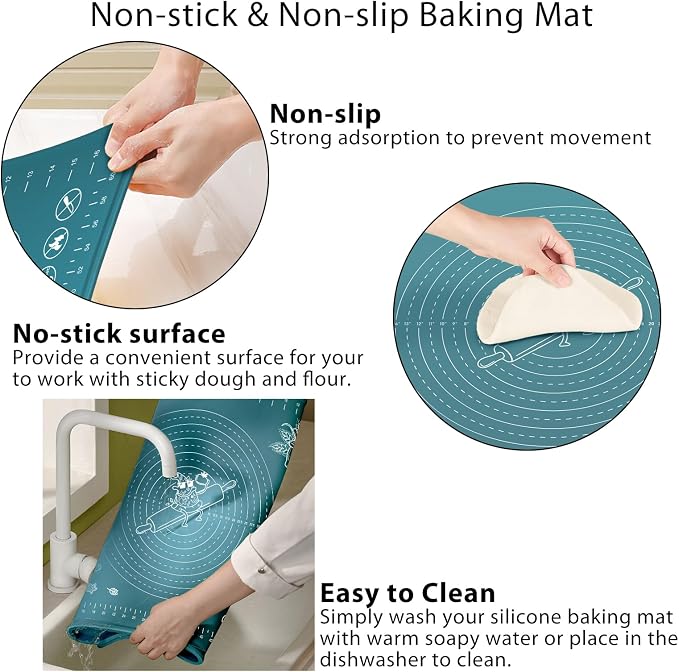 Silicone Pastry Mat 24" x 16" Extra Thick Non Stick Baking Mat - Image 4