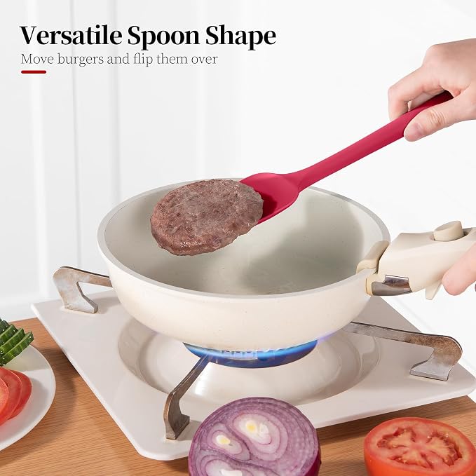 Silicone Flat Spoon Spatula Set, Luxiwise 600ºF Heat Resistant Kitchen Baking - Image 6