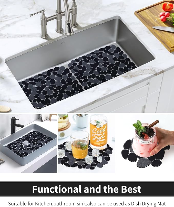 Bligli Pebble Sink Mat for Stainless Steel/Ceramic Sinks, 2 Pack PVC Sink - Image 7