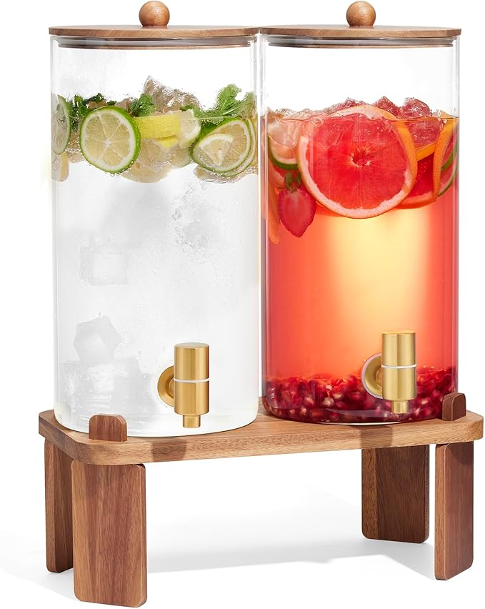 2 PCS 1.5 Gallon Drink dispenser, Glass Beverage Dispenser by FavorFlavor