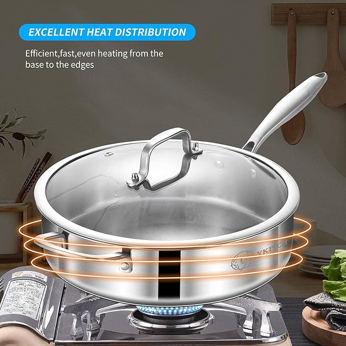 LOLYKITCH 10 Inch Tri-Ply Stainless Steel Sauté Pan - Image 5