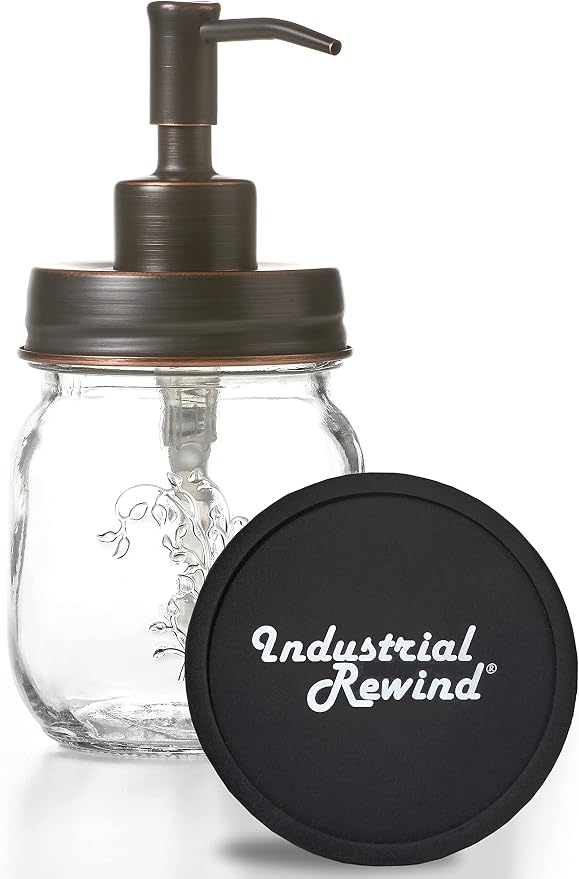 12oz Mason Jar Oil Rubbed Bronze Soap and/or Lotion Dispenser - Image 2