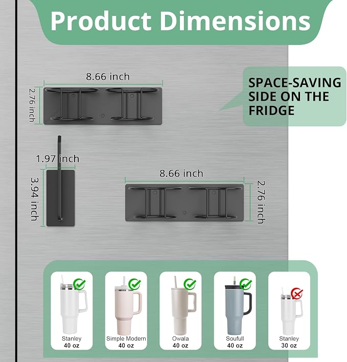 Magnetic Stanley Cup Holder for Refrigerator, Water Bottle Organizer for - Image 5