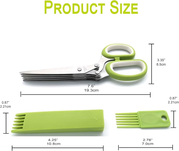 Herb Scissors with 5 Blades & Cleaning Kit, Stainless Steel Kitchen Shears - Image 8