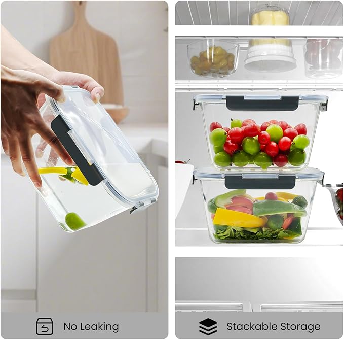 2 Pack Large Glass Food Storage Containers - Image 4