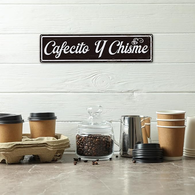 Coffee Metal Signs, Cafecito y Chisme Sign, Funny Coffee Home Decor, Farmhouse - Image 4