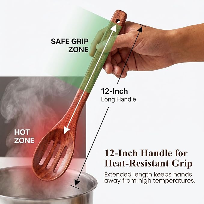 HANSGO Wooden Spoons for Cooking, 12Inch Wooden Spatula for Stirring Frying - Image 4