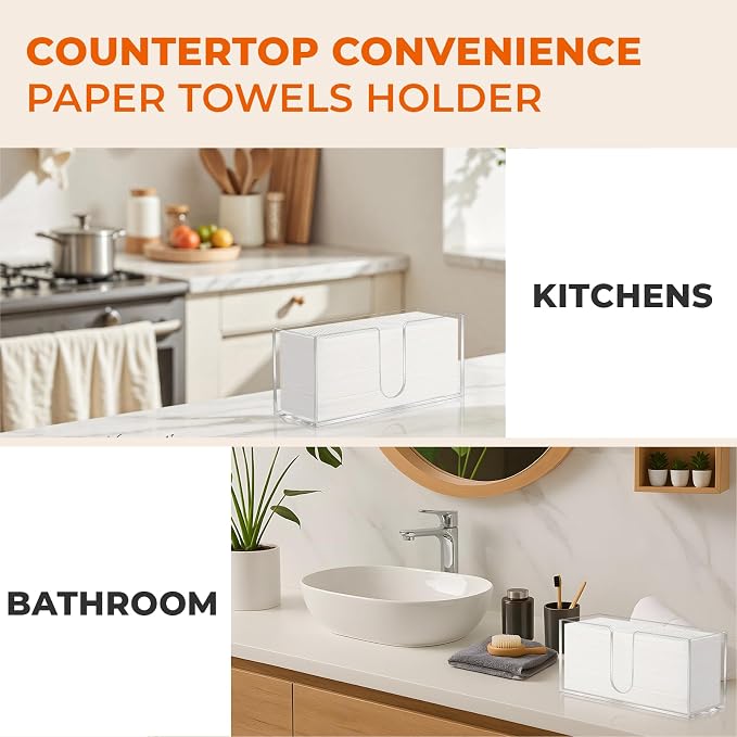 2PACK Paper Towel Holder, Countertop Paper Towel Dispenser Bathroom Paper Hand - Image 5