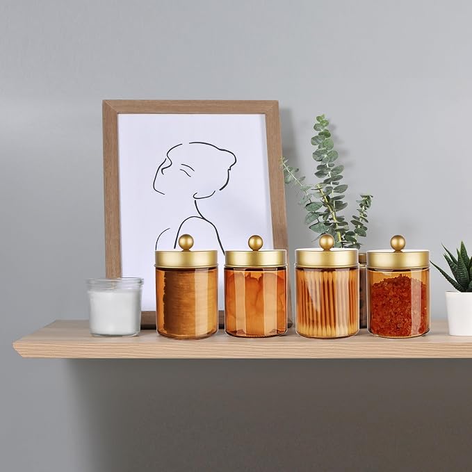 3 Pack Apothecary Jar Canisters Bathroom Vanity Organizer - Image 5