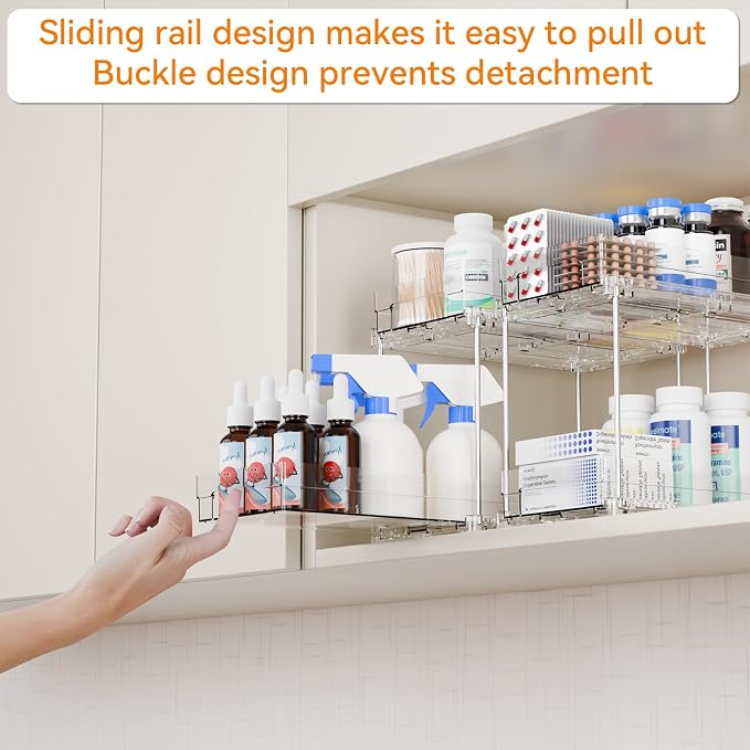 2 Set, 2 Tier Pull Out Cabinet Organizer - Image 6