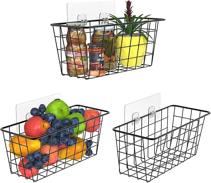 MaraFansie Over the Cabinet Door Organizer Wall Wire Baskets Hanging Kitchen by MakeStorageMoreFun