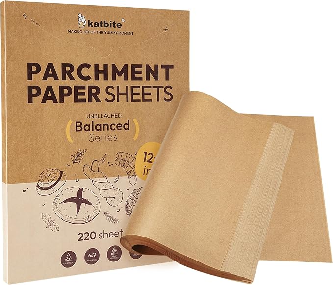 Katbite 220 Pcs Parchment Paper Sheets, 12x16 Inches Unbleached Baking Paper by katbite