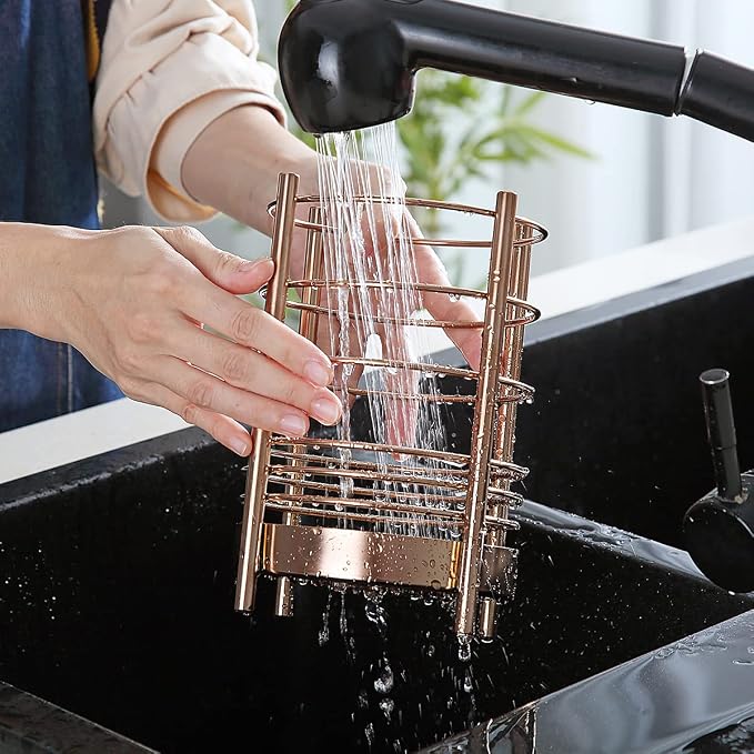 Copper Kitchen Utensil Holder for Kitchen Counter, Stainless Steel Utensil - Image 6