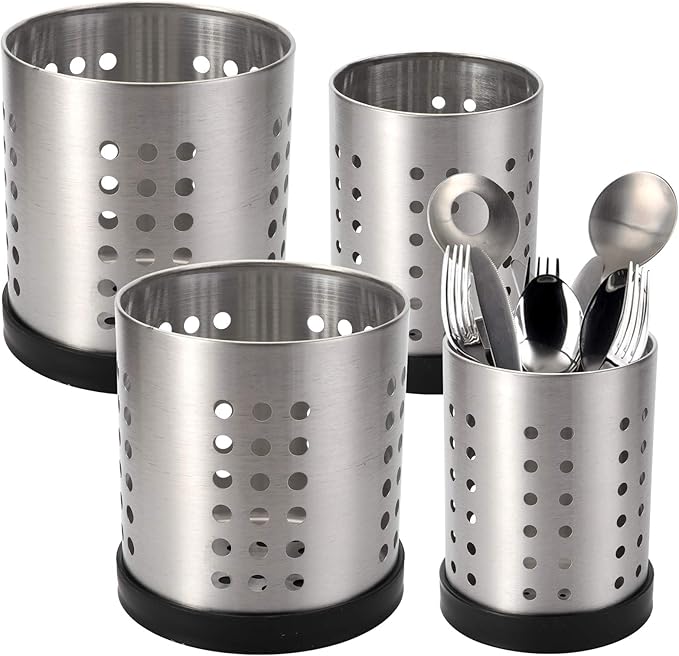 TOPZEA Set of 4 Kitchen Utensil Holder, Stainless Steel Cooking Utensil by TOPZEA