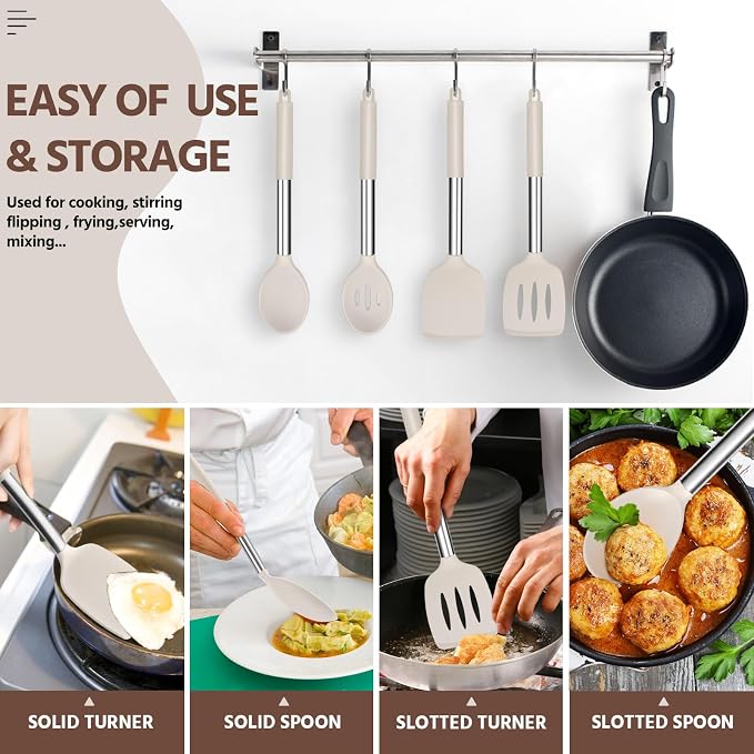 E-far Cooking Utensils Set of 4, Silicone Kitchen Utensils - Image 6