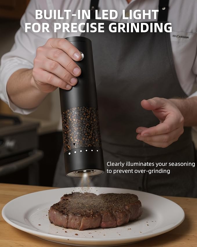 Electric Salt and Pepper Grinder Set, Automatic Battery Salt and Pepper - Image 3