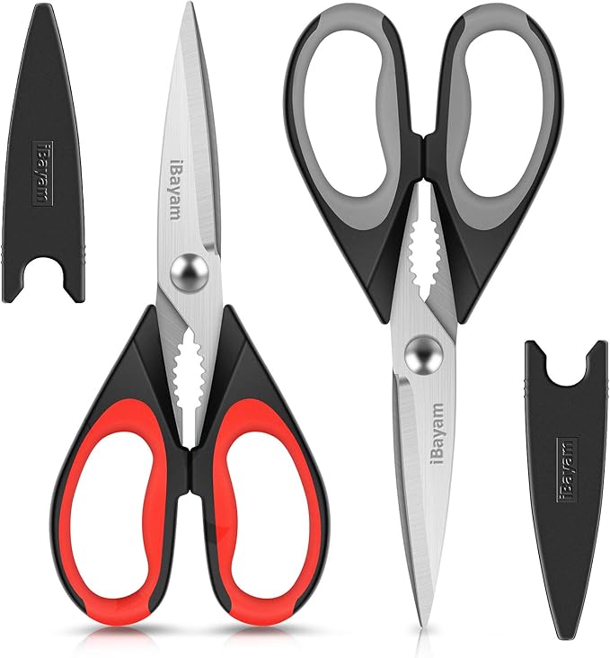 iBayam Kitchen Scissors All Purpose Heavy Duty 2 Pack by iBayamDirect