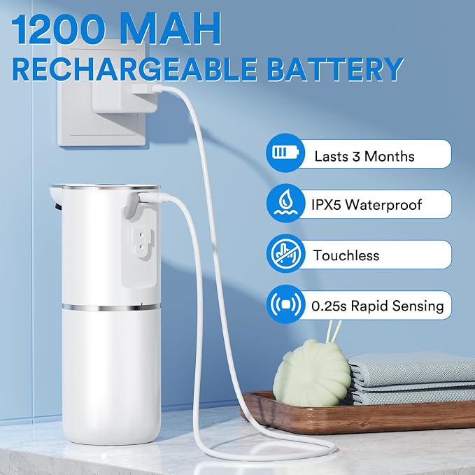 Automatic Foaming Soap Dispenser Touchless, Rechargeable Electric Hand ＆ Dish - Image 6