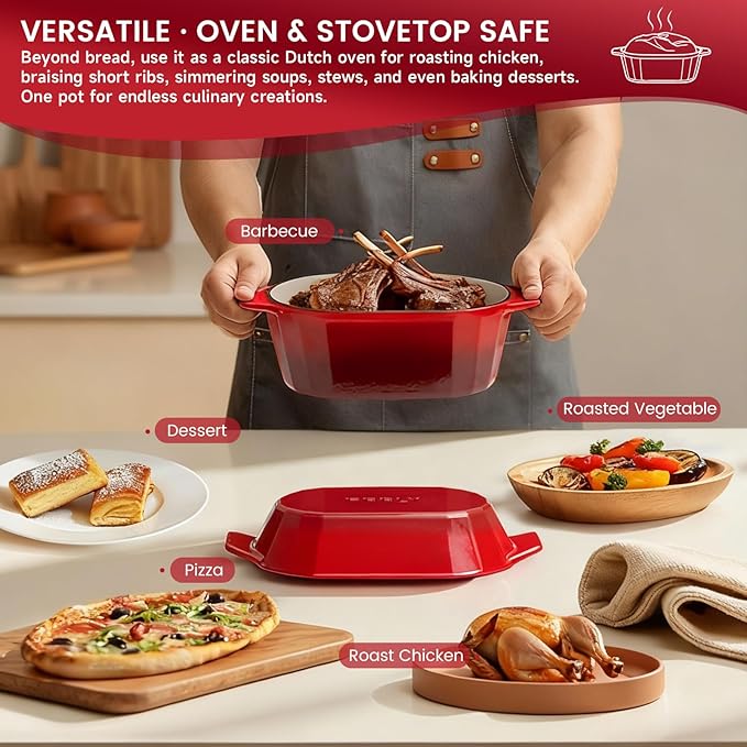 Enameled Cast Iron Dutch Oven for Bread Baking – 3QT Oval Round Heavy Duty - Image 5