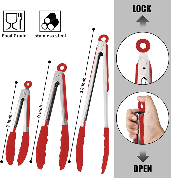 Kitchen Tongs with Silicone Tips, Kitchen Tongs, Cooking Tongs, Premium - Image 5