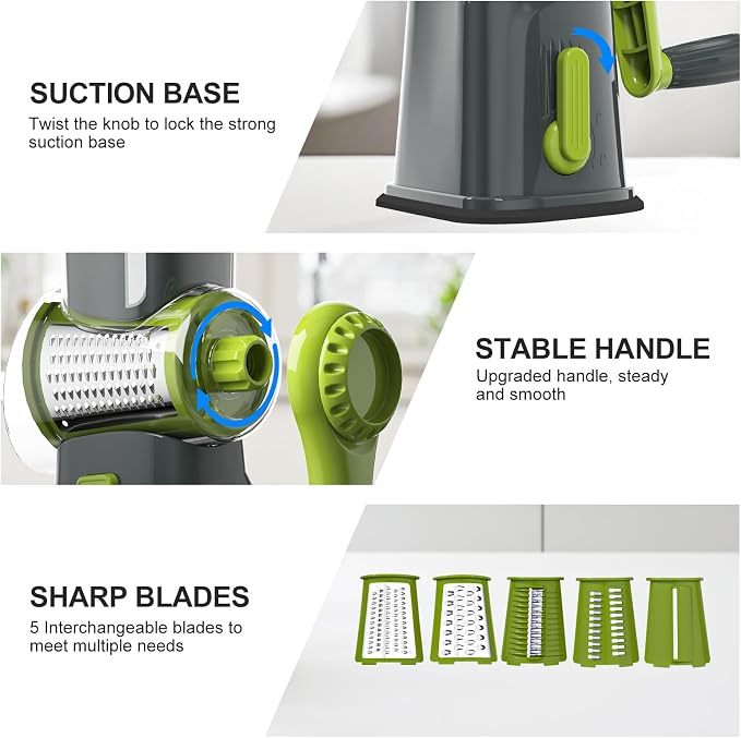 Ourokhome Rotary Cheese Grater Cheese Shredder - Image 4