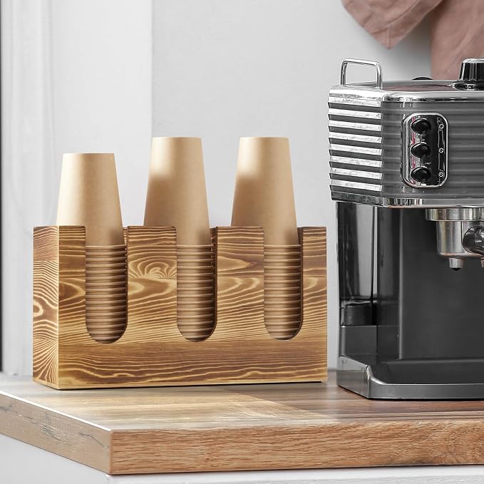 Wooden Coffee Cup and Lid Organizer - Image 7