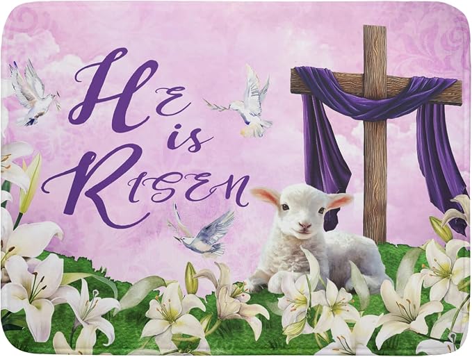 Giwawa Easter Purple Dish Drying Mat, He is Risen Cross Lamb Floral Dish by Giwawa