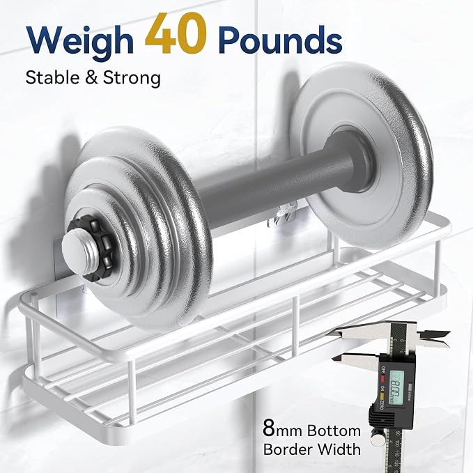 YASONIC Shower Caddy Adhesive, No Drill Bathroom Shower Organizers, - Image 3