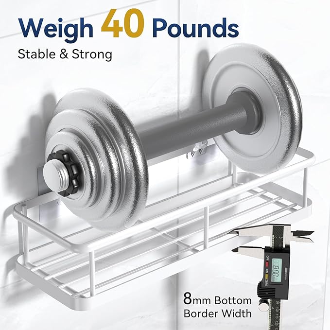 YASONIC Shower Caddy Adhesive, No Drill Bathroom Shower Organizers, - Image 2