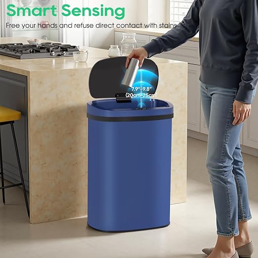 BestOffice 13‑Gallon Automatic Sensor Trash Can, Deep Blue – 50 L Touchless - Image 3