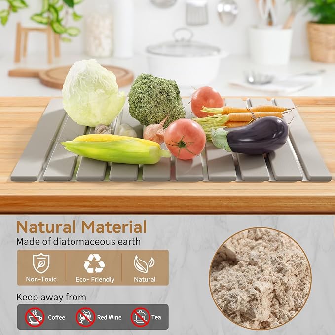 Stone Dish Drying Mats for Kitchen Counter-23.6''x15.3'' Foldable Quick Dry - Image 5