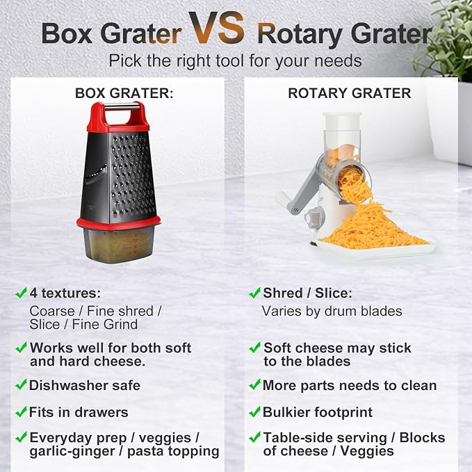 Ourokhome Cheese Grater with Handle, Stainless Steel Box Grater, 4 Side Kitchen - Image 8