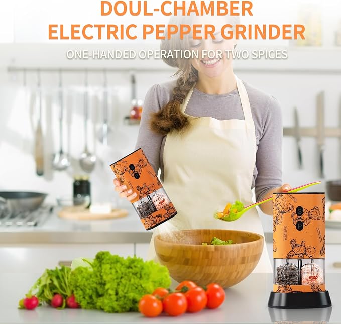 Dual Chamber Salt and Pepper Grinder Set Rechargeable, Electric Pepper Grinder - Image 2