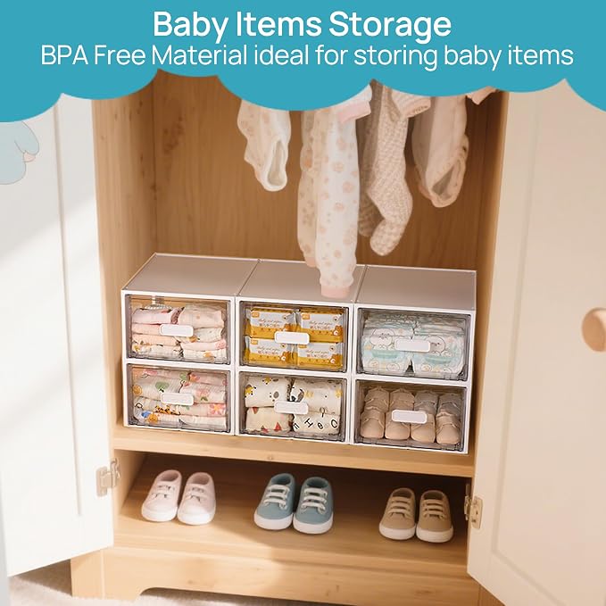 Vtopmart 4 Pack 18QT White Stackable Storage Drawers, Easily Assemble Closet - Image 4