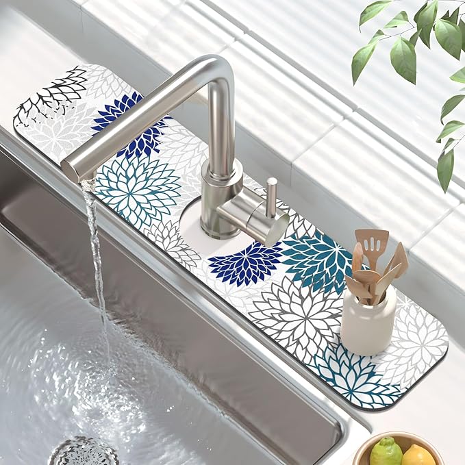 Findosom 2PCS 17" x 32" Dish Drying Mat & 24" x 5.5" Sink Splash Guard - Image 4
