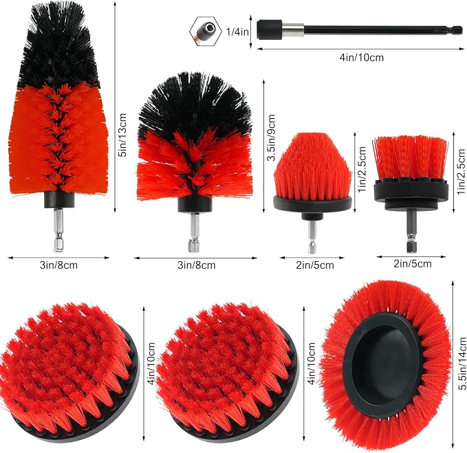 8 Pcs Drill Brush Attachment Set, Power Cleaning Scrub Brush Kit - Image 2